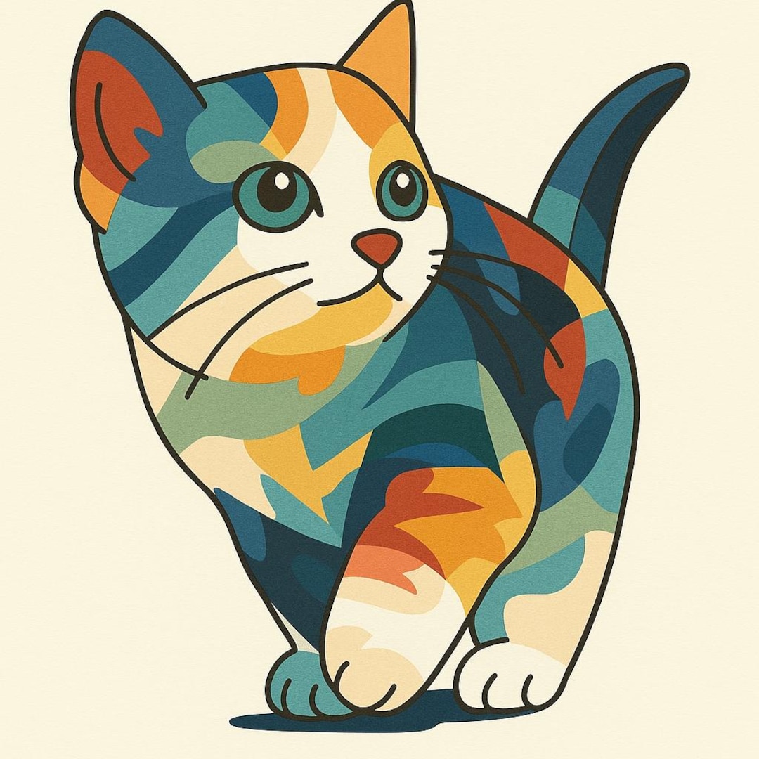 Colorful Kitten Paint by Number Kit – Modern DIY Cat Canvas – Fun ...