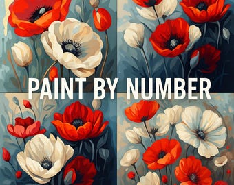 Paint by Number Flowers Kit – Bold Floral DIY Painting Set for Adults | Choose from 4 Modern Flower Designs