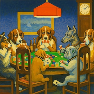数字で描く犬のポーカーキット - 面白いヴィンテージ犬のアート、大人のためのDIY動物絵画、ポーカーナイトの装飾