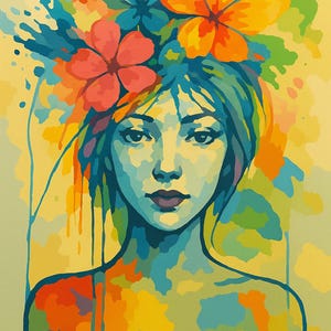 Flower Women Paint By Numbers Kit Paint by Numbers Kit Adult Beginner DIY Painting Kit Paint by Numbers Kit Adult Abstract Personalized Gift