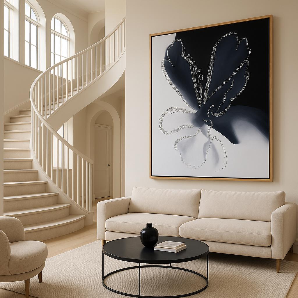 Black and White Abstract Flower Wall Art | Minimalist Botanical Canvas ...