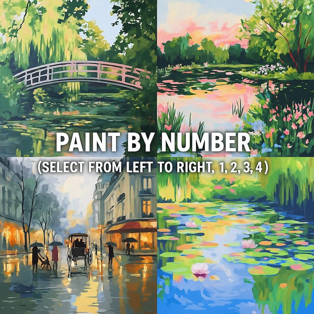 Paint by Number Monet Kit - Inspired Water Lily & Landscape Scenes ...