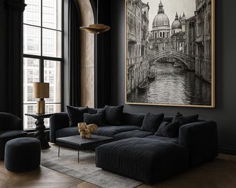 Black And White Italy Print, Venice Wall Art Print, Black And White Cityscape Print, Italian Architecture Prints, European Travel Decor