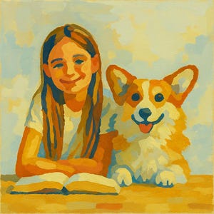 Malen nach Zahlen Mädchen und Corgis Kit - Liebenswerte DIY Haustierleinwand - Einfaches Malset für Kinder, Jugendliche und Hundeliebhaber