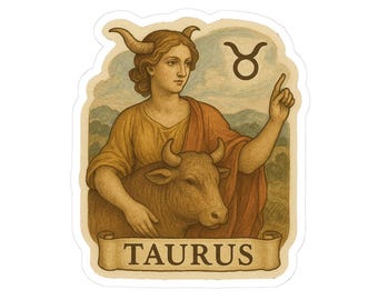 Taurus Zodiac Kiss-Cut Stickers - Astrology Decor, Bull Lover Gift, Horoscope Art, Planner Accessories, Personalized Gift