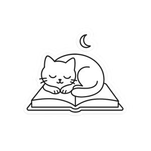 Cozy Cat Kiss-Cut Stickers, Cute Cat Laptop Stickers, Pet Lover Gift, Cat Decor, Book Lover Sticker, Cat-Themed Art