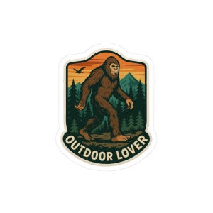 Bigfoot Outdoor Lover Kiss-Cut Stickers, Ideal for Nature Lovers, Laptop Decals, Hiking Gear, Gift for Adventurers