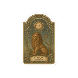 Leo Zodiac Kiss-Cut Stickers | Vintage Astrological Decor, Astrology Gift, Artsy Laptop Sticker, Zodiac Sign Decal