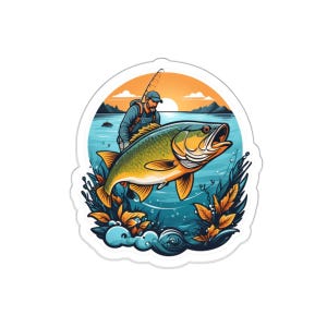Fang des Tages Angeln Gestanzte Aufkleber | Outdoor-Enthusiast-Dekor, Laptop-Aufkleber, Geschenk für Fischer, wasserdichter Fisch Art