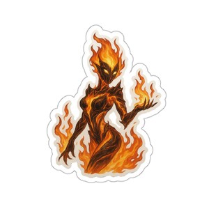 Flame Atronach Oblivion Enchanting Fire Elemental Die-Cut Stickers, Flame Art Stickers, Magical Gift for Fantasy Lovers, Unique Party Favors