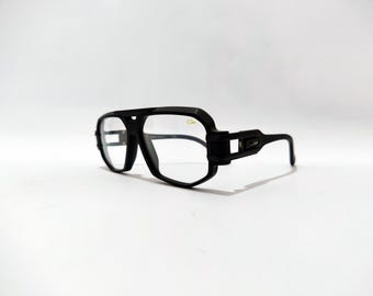 Okulary Cazal, pełna czarna oprawka, przezroczyste soczewki, vintage