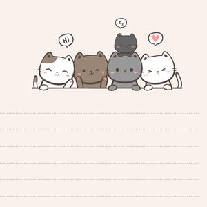 Papelería imprimible de gatitos adorables (tamaño carta y A4) (PDF y PNG) - Papel de escribir de gatitos kawaii
