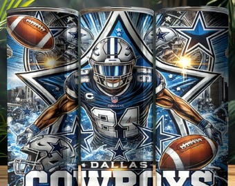 Cowboy 20oz Football Tumbler Wrap PNG | Sports Mascot Sublimation Design | 20oz Skinny Tumbler PNG Digital Download for Custom Tumblers