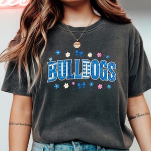 Bulldogs Mascot Bow: Blue & White Glitter Leopard Print (Digital Download PNG File)