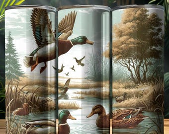 Vintage Duck Tumbler Wrap: Mallard Hunting Design (Digital Download PNG 20oz Tumbler Size)