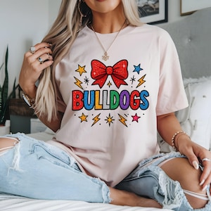 Blue & White Leopard Print Bulldogs Bow: School Spirit Mascot (Digital Download PNG)