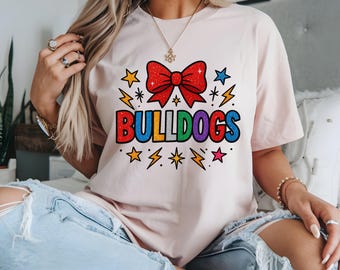 Blue & White Leopard Print Bulldogs Bow: School Spirit Mascot (Digital Download PNG)