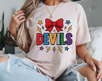 Devils School Spirit PNG: Bow Graphic, Team Pride (Digital Download)