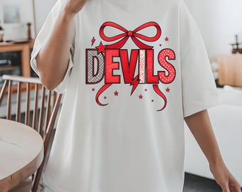 Devils School Spirit PNG: Bow Graphic, Team Pride (Digital Download)