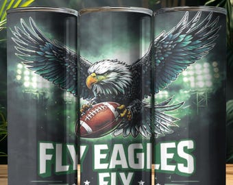 Fly Eagles Fly Football Team 20 Oz Tumbler Wrap PNG,Philadelphia Eagle 20oz Skinny Tumbler Wrap PNG, Mascot Sublimation PNG Digital Download
