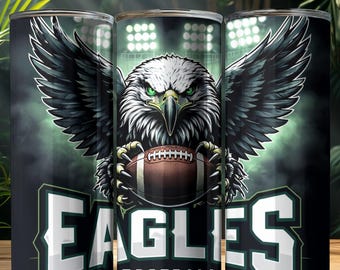 Eagles Football Team 20 Oz Tumbler Wrap PNG,Philadelphia Eagle 20oz Skinny Tumbler Wrap PNG, Mascot Sublimation Tumbler PNG Digital Download