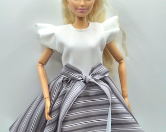 Striped Dress with Bow for 11.5–12" Fashion Dolls