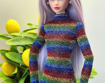 Rainbow Sparkle Mini Dress for 1/6 Fashion Dolls