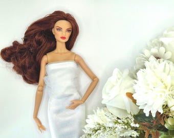 White Evening Gown – Strapless Wedding Dress for 1/6 Scale Fashion Dolls