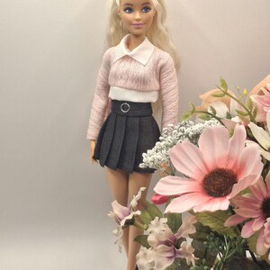 Fashion Doll Fall Outfit: Knit Sweater and Pleated Skirt - 1/6 Scale image 10
