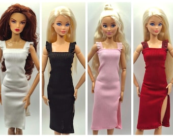 4-Pack Ribbed Midi Dresses for 1/6 Fashion Dolls