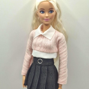 Fashion Doll Fall Outfit: Knit Sweater and Pleated Skirt - 1/6 Scale image 15