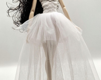 White Tulle Ballerina Doll Dress: 1/6 Fashion Doll Wedding Gown