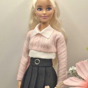 Fashion Doll Fall Outfit: Knit Sweater and Pleated Skirt - 1/6 Scale image 19