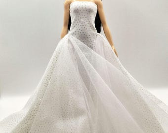 Fashion Doll Wedding Dress: Tulle Gown for 11.5"-12" Doll