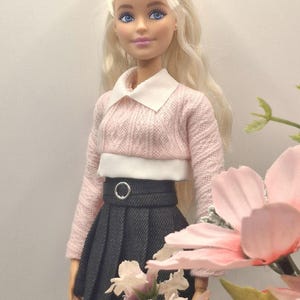 Fashion Doll Fall Outfit: Knit Sweater and Pleated Skirt - 1/6 Scale image 13
