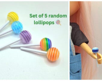 Blythe Doll Lollipops - Set of 5 Random Miniature Resin Candy, 1/6 Scale