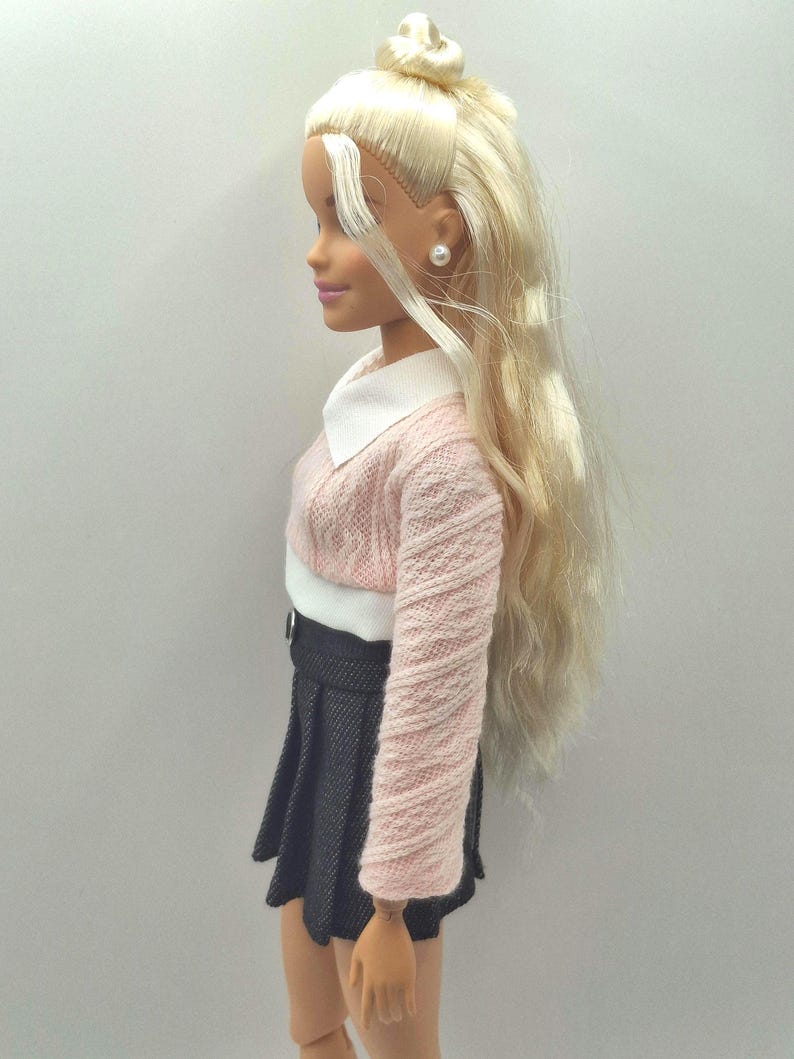 Fashion Doll Fall Outfit: Knit Sweater and Pleated Skirt - 1/6 Scale image 7