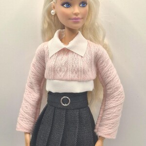 Fashion Doll Fall Outfit: Knit Sweater and Pleated Skirt - 1/6 Scale image 17