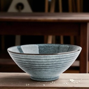 Midnight Ripple Ceramic Bowl, Noodle Soup Bowl, Soup Bowl, Noodle Bowl, Salad Bowl, Fruit Bowl, Dinner Bowl, Pho Bowl, Ramen Bowl