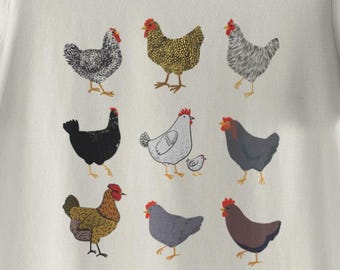 Camiseta retro de pollo – Camiseta minimalista con gráfico de animales de granja – Camiseta vintage de gallina y gallo – Regalo para amantes de los pollos – Camiseta de granja en el patio trasero