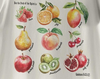 Fruits of the Spirit T-shirt – Galaten 5:22-23 – christelijk T-shirt – Faith-shirt – Bijbeltekst – Love Joy, Peace Kindness