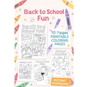 Back to School Coloring Page for Kids,  First Day of School Coloring, Summertime Activity, Printable Coloring Pages, Back to school activity