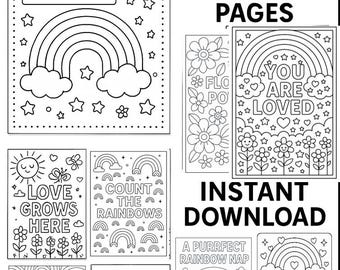 Rainbow Coloring Book - Printable Coloring Pages – Cute Animals, Flowers & Rainbows – Fun Activity for All