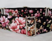 Sweet Garden Martingale Dog Collar - 1.5 or 2 Inch - pink white flowers floral love valentine spring