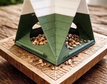 Triangle Roof Bird Feeder-Durable 3D Printed Design