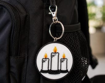 Three Candle  Keychain | Faith Gift | Prayer Candle Key Ring | Backpack Charm | Christian Symbol