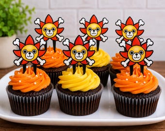 Anime Lion Ship Cupcake Toppers | Pirate Birthday Party Picks (Set of 6 or 12)