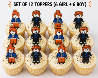 3D Printed Bacon Character Cupcake Toppers – Block Gaming Decorations (Set of 12)