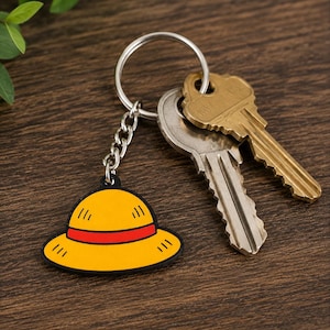 One Piece Anime-inspirerad stråhattnyckelring – Piratinspirerad väsktillbehör – Anime-nyckelring – Ryggsäcksberlock