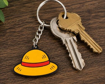 One Piece Anime Keychain –  Luffy Straw Hat -Inspired Accessory – Anime Key Ring – Backpack Charm